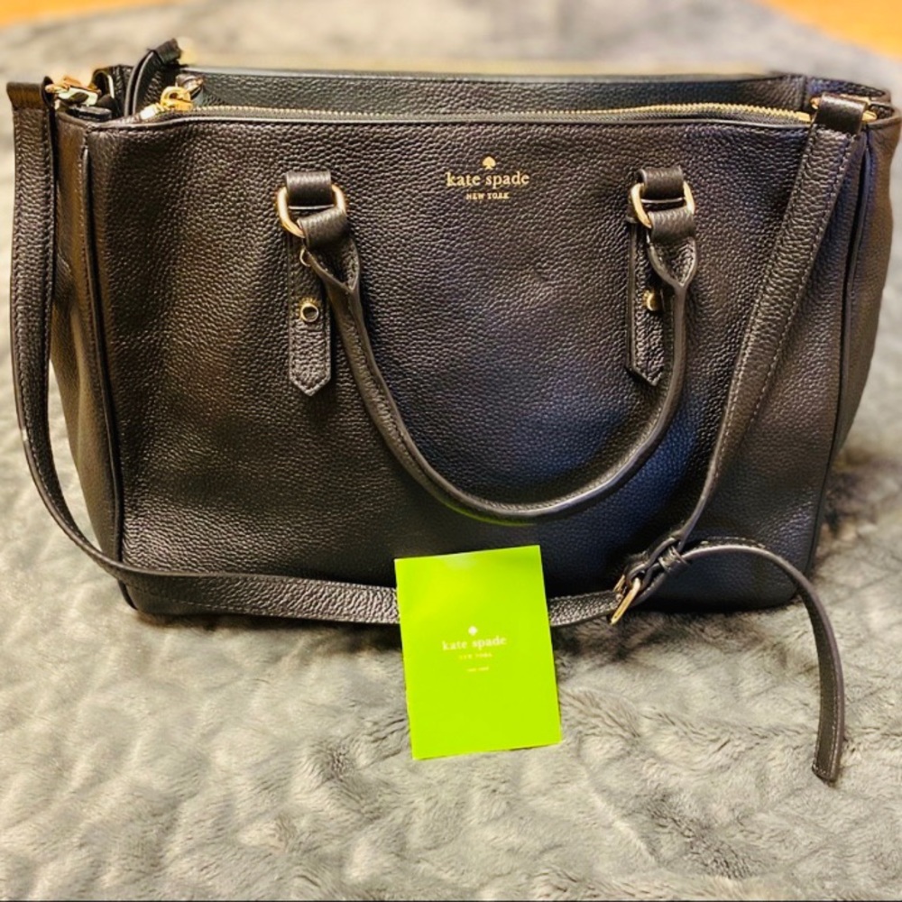 Kate Spade ♠️ Black Leather Handbag w/Care Card